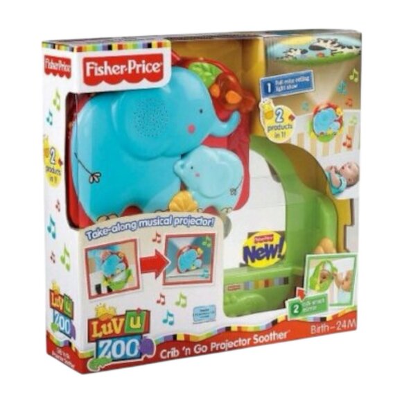 Fisher-Price Luv U Zoo Crib 'N Go Projector Soother Baby Toy Musical Night Light - Picture 1 of 12